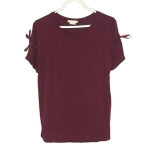 Marlow Womens Large Cold Shoulder Maroon Blouse